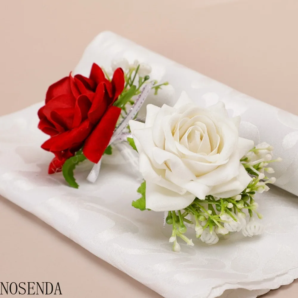 Комплект корсажа и бутоньерки с красной розой