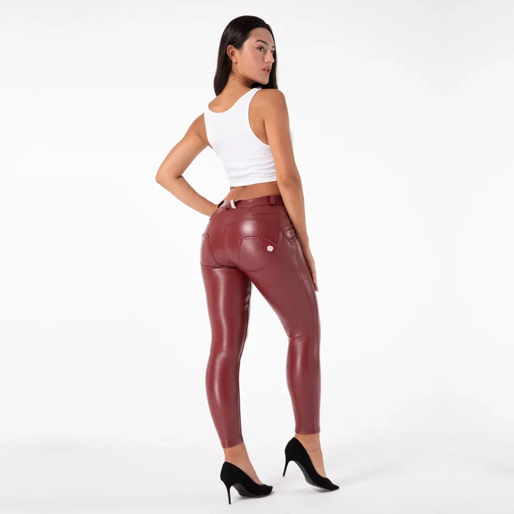Shascullfites бордовые узкие кожаные брюки из искусственной кожи - Фотография_5
