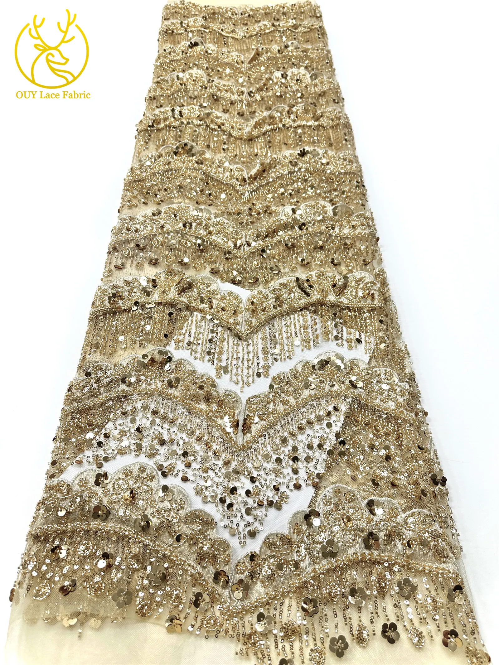 3d роскошная африканская кружевная ткань с вышивкой - Фотография_5