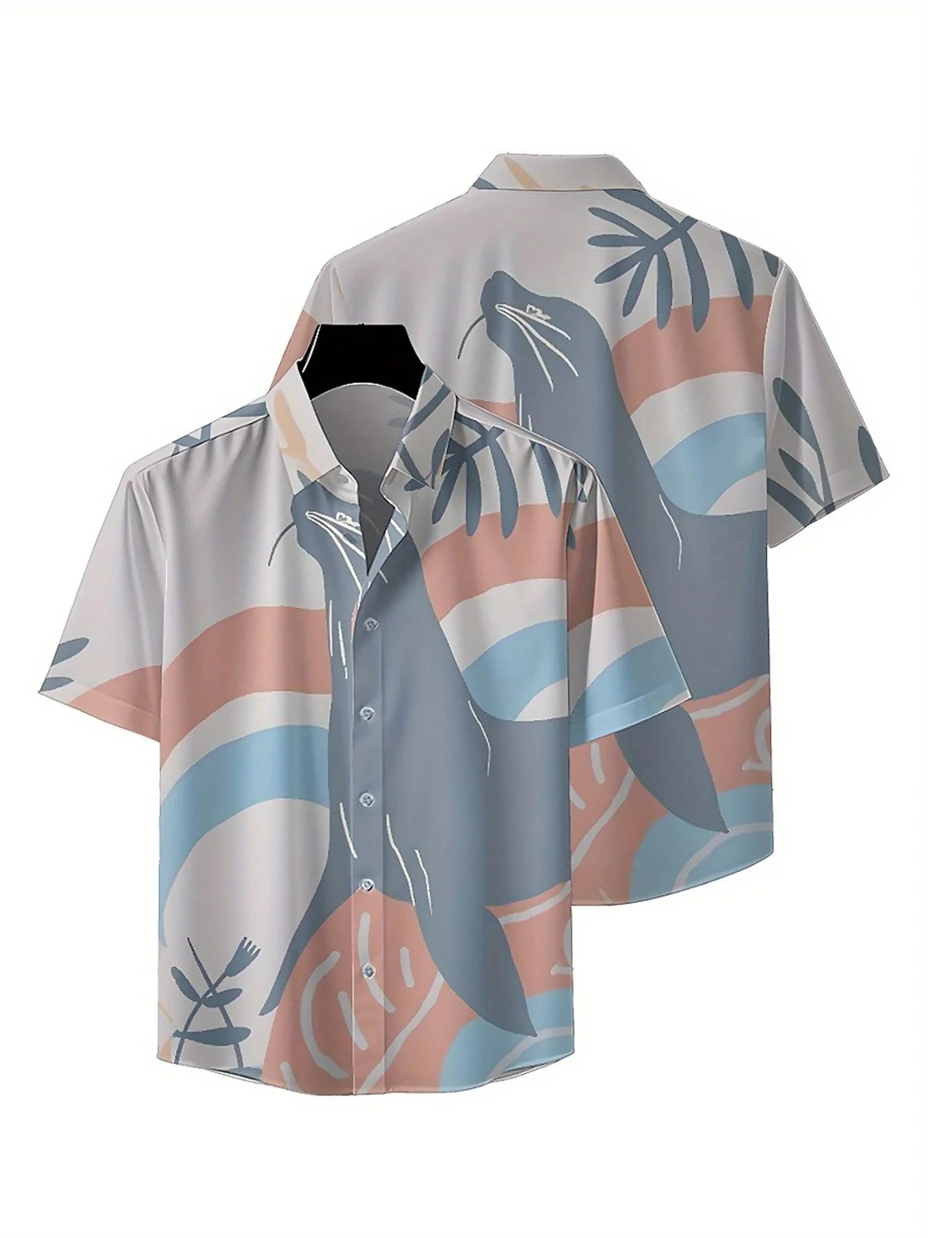 Мужские гавайские рубашки больших размеров с узором печатью - Фотография_5