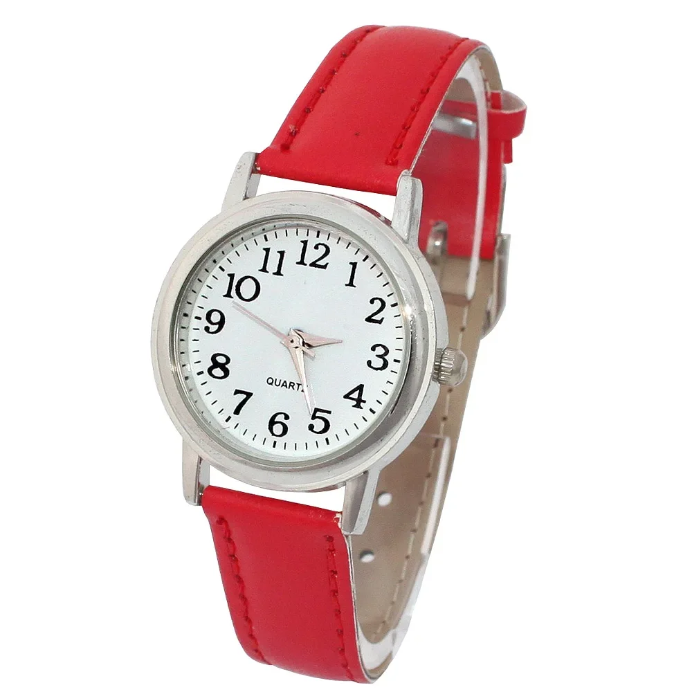 Водонепроницаемые кожаные кварцевые часы для девочек - Фотография_2