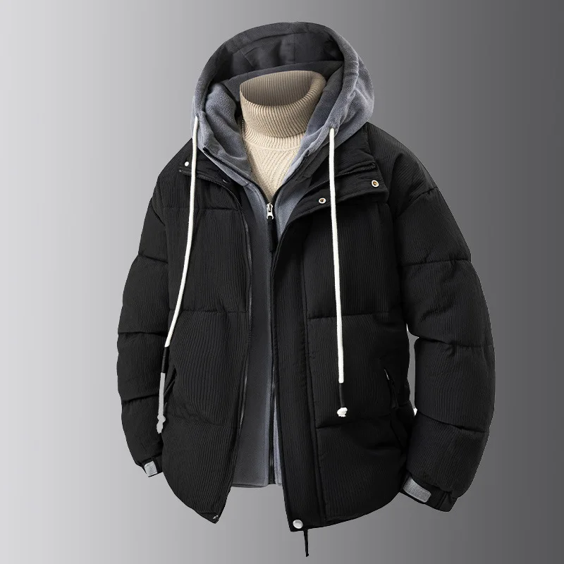 Мужская куртка на хлопковой подкладке с капюшоном на осень-зиму