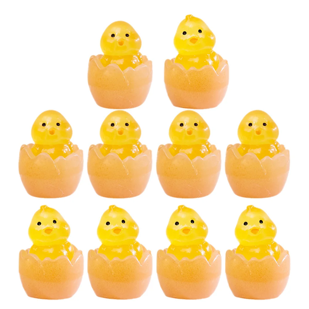 Миниатюрные смоляные светящиеся статуи цыплят-утки - Фотография_2