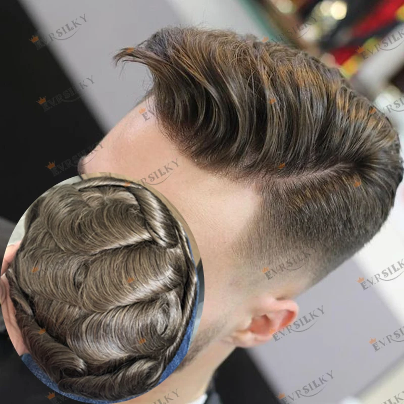 1b40 1b65 серые человеческие волосы мужской парик необнаружимый 0 - Фотография_3