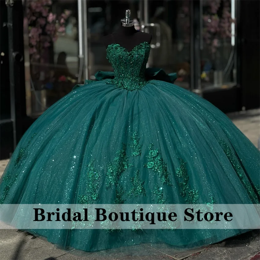 Роскошное изумрудно-зеленое платье quinceanera - Фотография_2