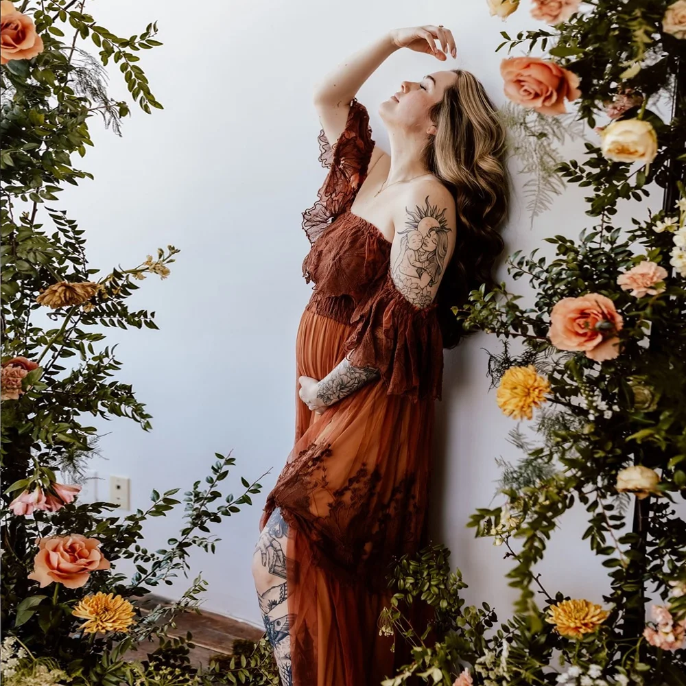 Сетчатое кружевное платье с вышивкой - Фотография_2