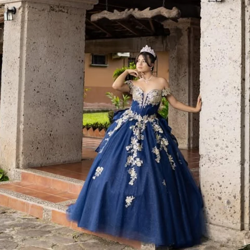 Блестящие темно-синие платья quinceanera по индивидуальному заказу - Фотография_6