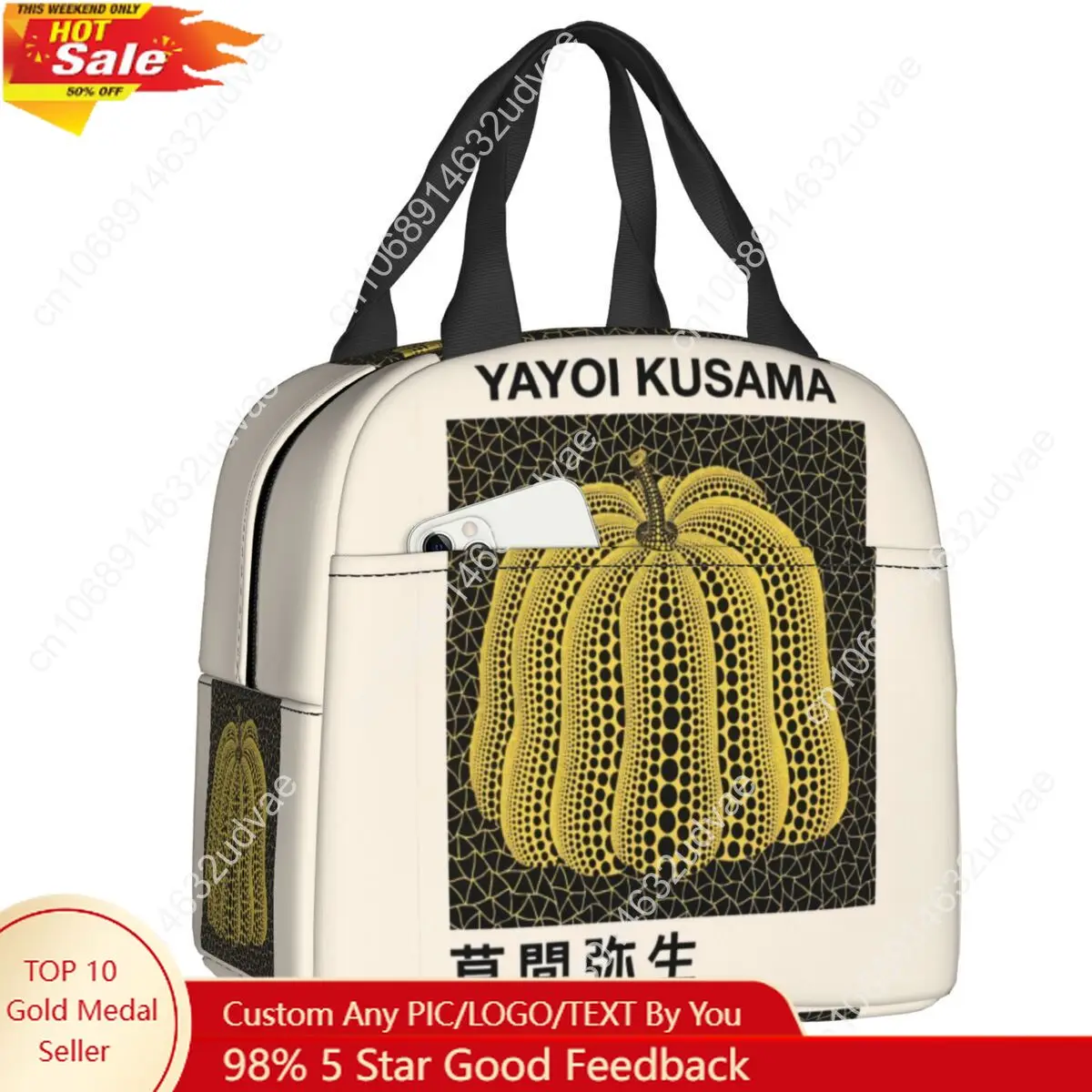 Yayoi kusama pumkin forever изолированная сумка для обеда для кемпинга