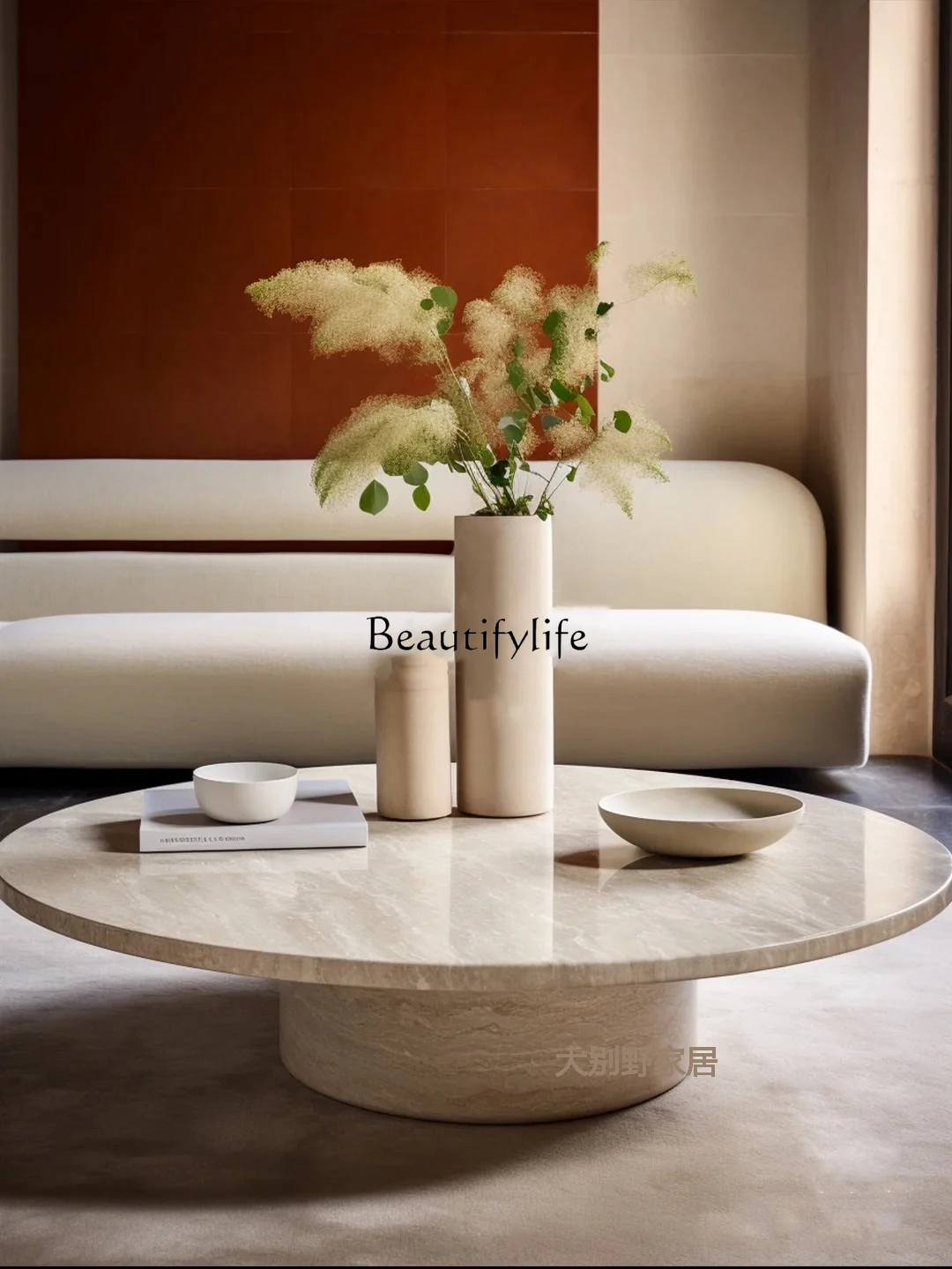 Круглый каменный журнальный столик - Фотография_4