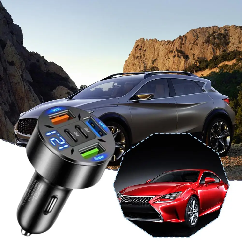 Новое цифровое автомобильное зарядное устройство 2pd + 3 usb - Фотография_6