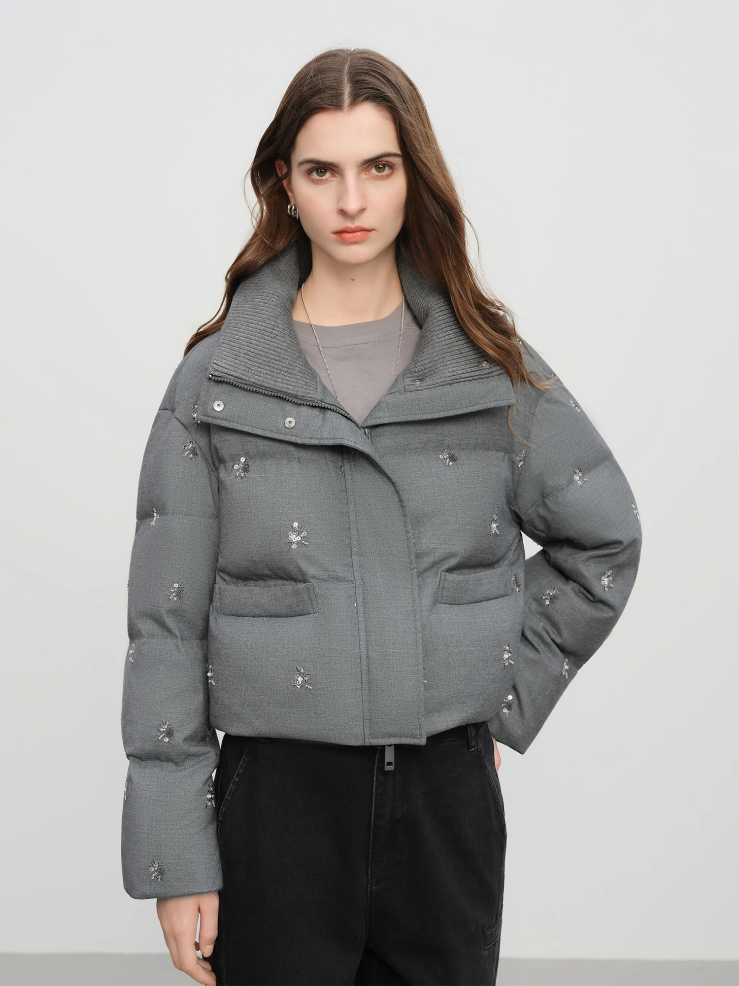 Fsle【premium series】короткий пуховик с бисером - Фотография_2