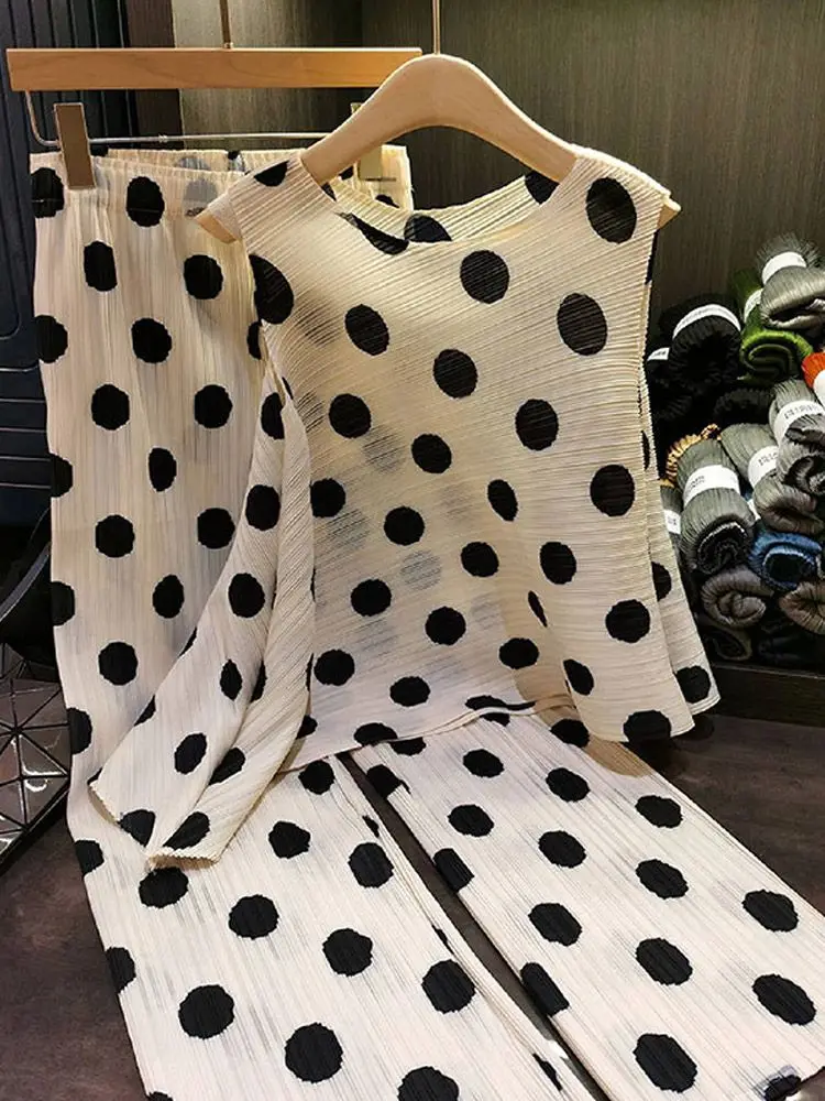 Топ с принтом в горошек + брюки - Фотография_6