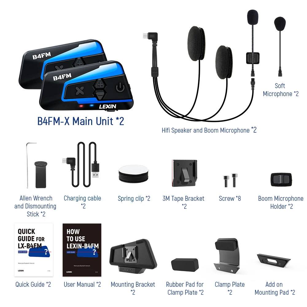 Lexin b4fm-x  bluetooth мотоциклетная гарнитура для шлема - Фотография_6