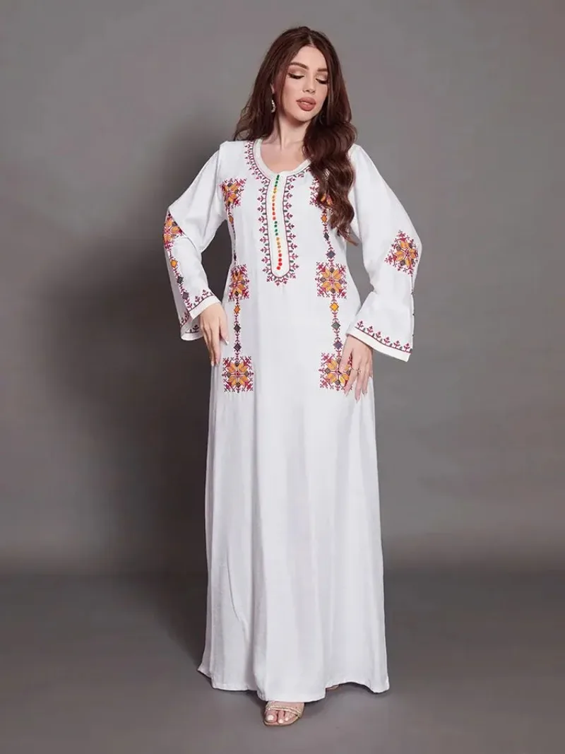 Abaya bunga bordir wanita gaun