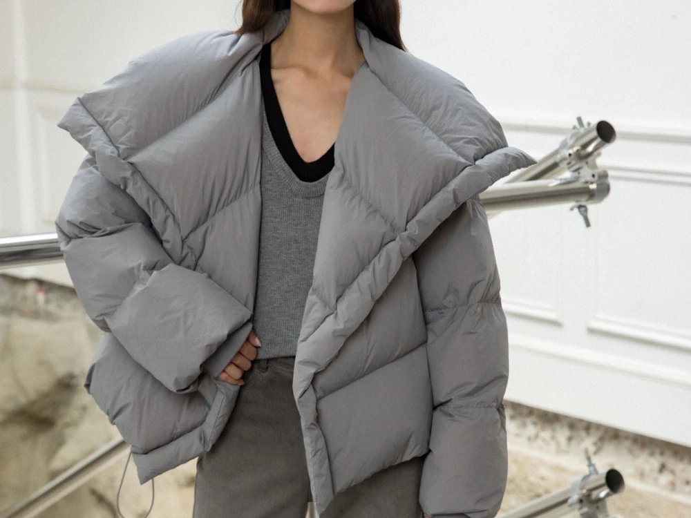 Дизайн: толстая хлопковая куртка с воротником с лацканами для женщин - Фотография_4