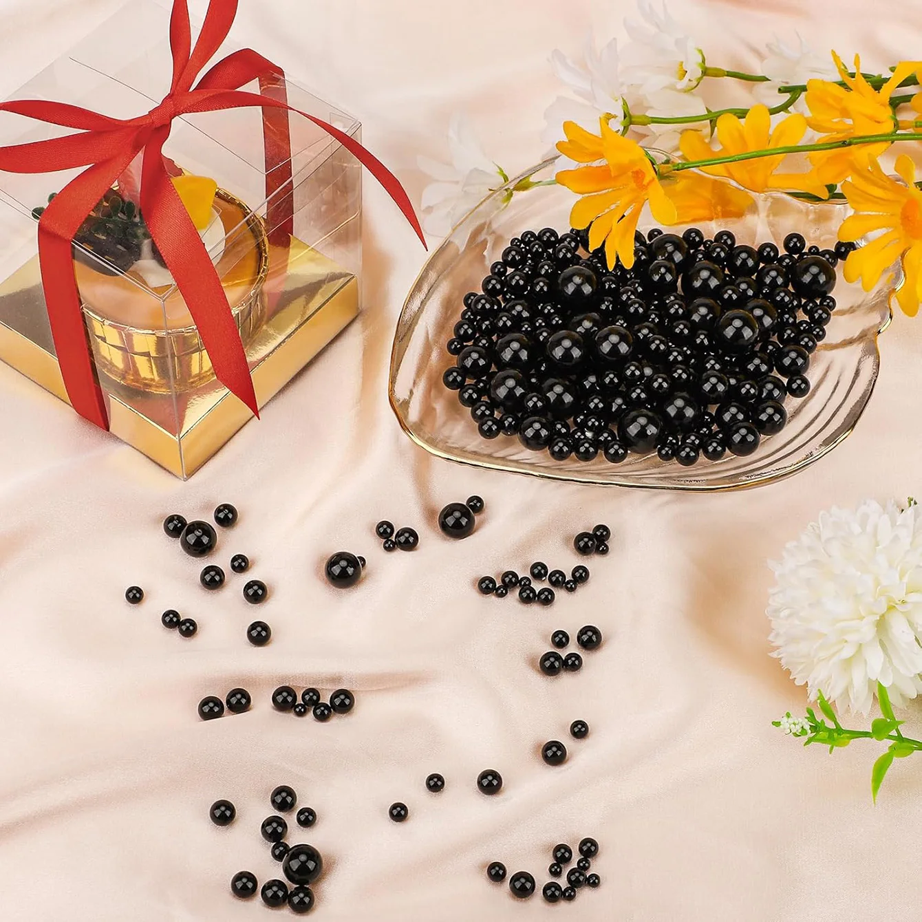 Бусины с черным жемчугом