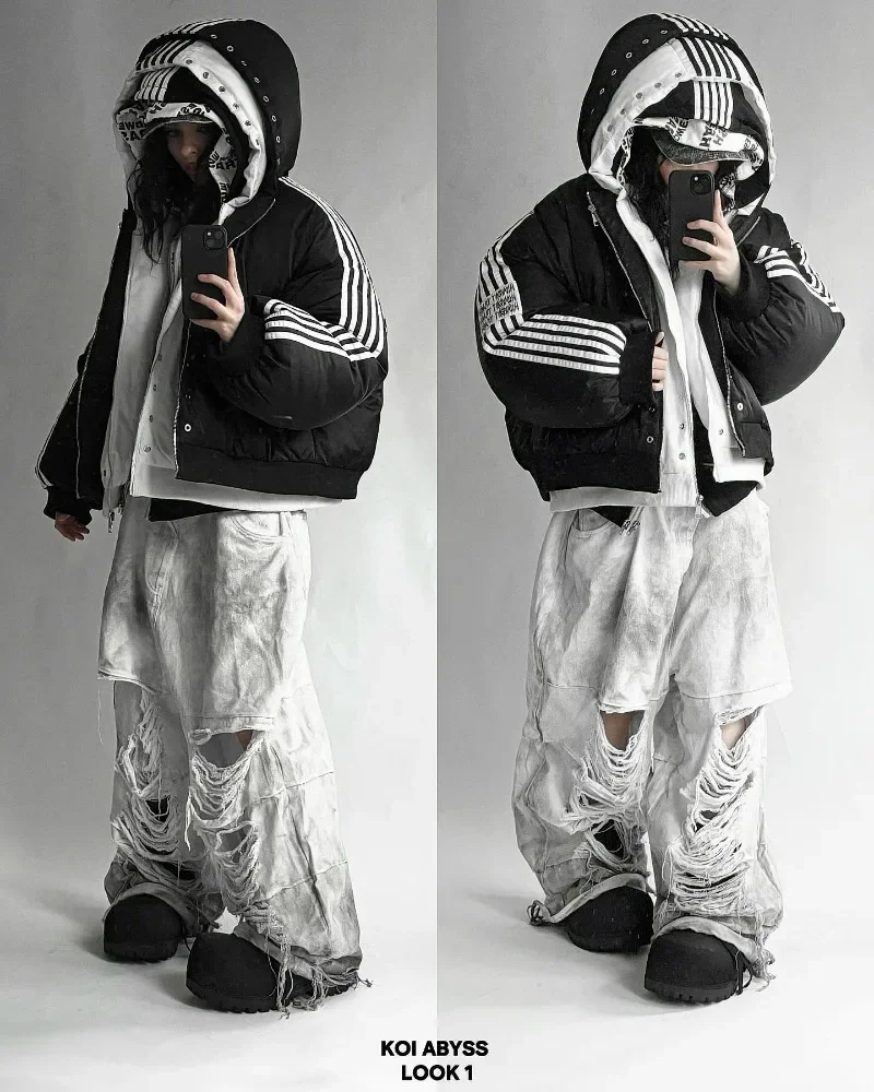 Y2k модный тренд harajuku полосатое - Фотография_3