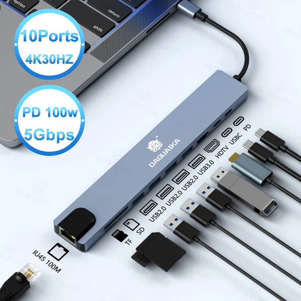 Док-станция 10 в 1 usb c-концентратор