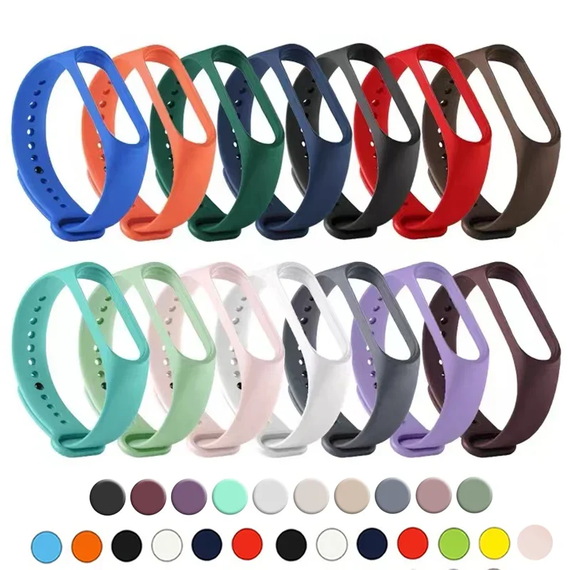 Силиконовый ремешок для часов xiaomi mi band 7 6 5 4 3