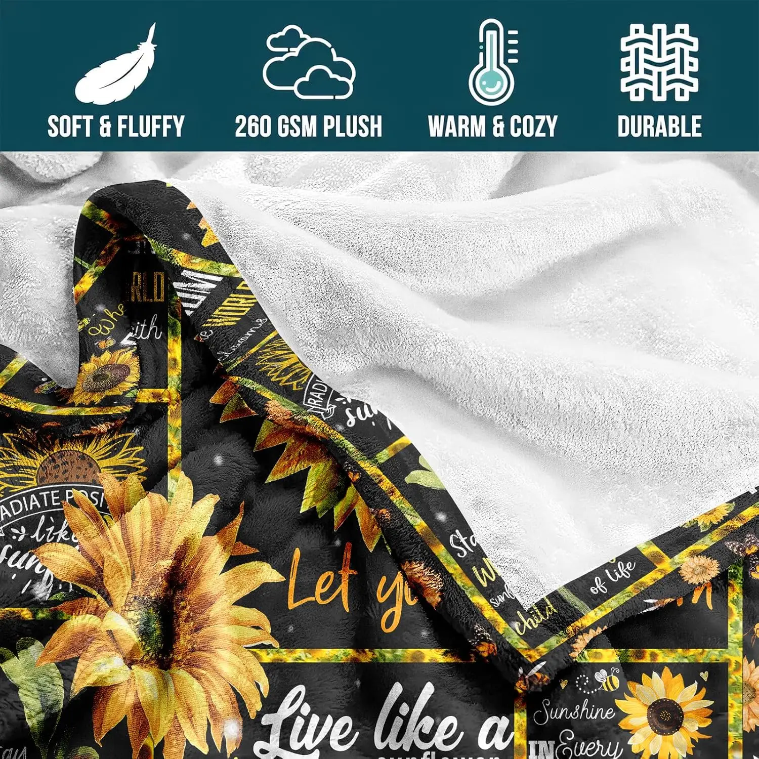 Фланелевое одеяло с подсолнухом - Фотография_5