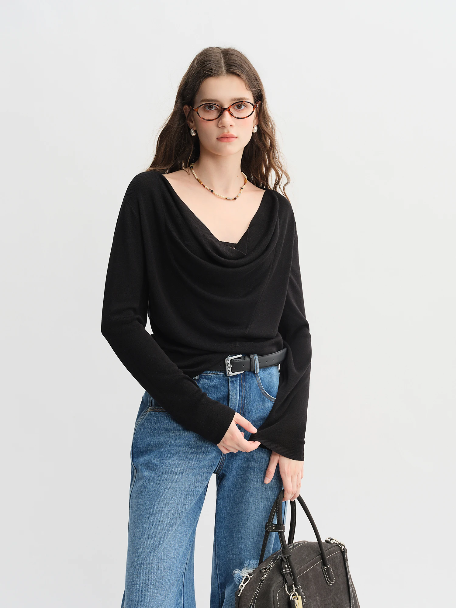 Dushu lyocell tencel утягивающий свитер - Фотография_2