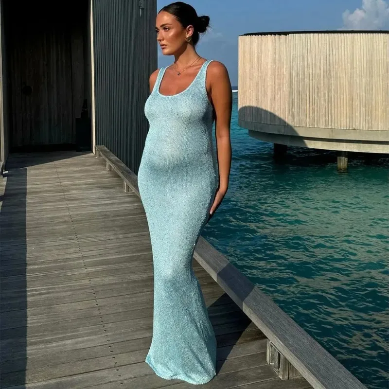 Тонкое платье макси с открытыми плечами talenza - Фотография_5