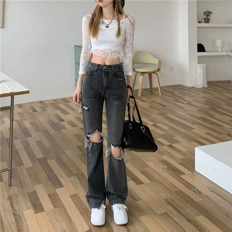 Smoky grey women's jeans with - Фотография_4
