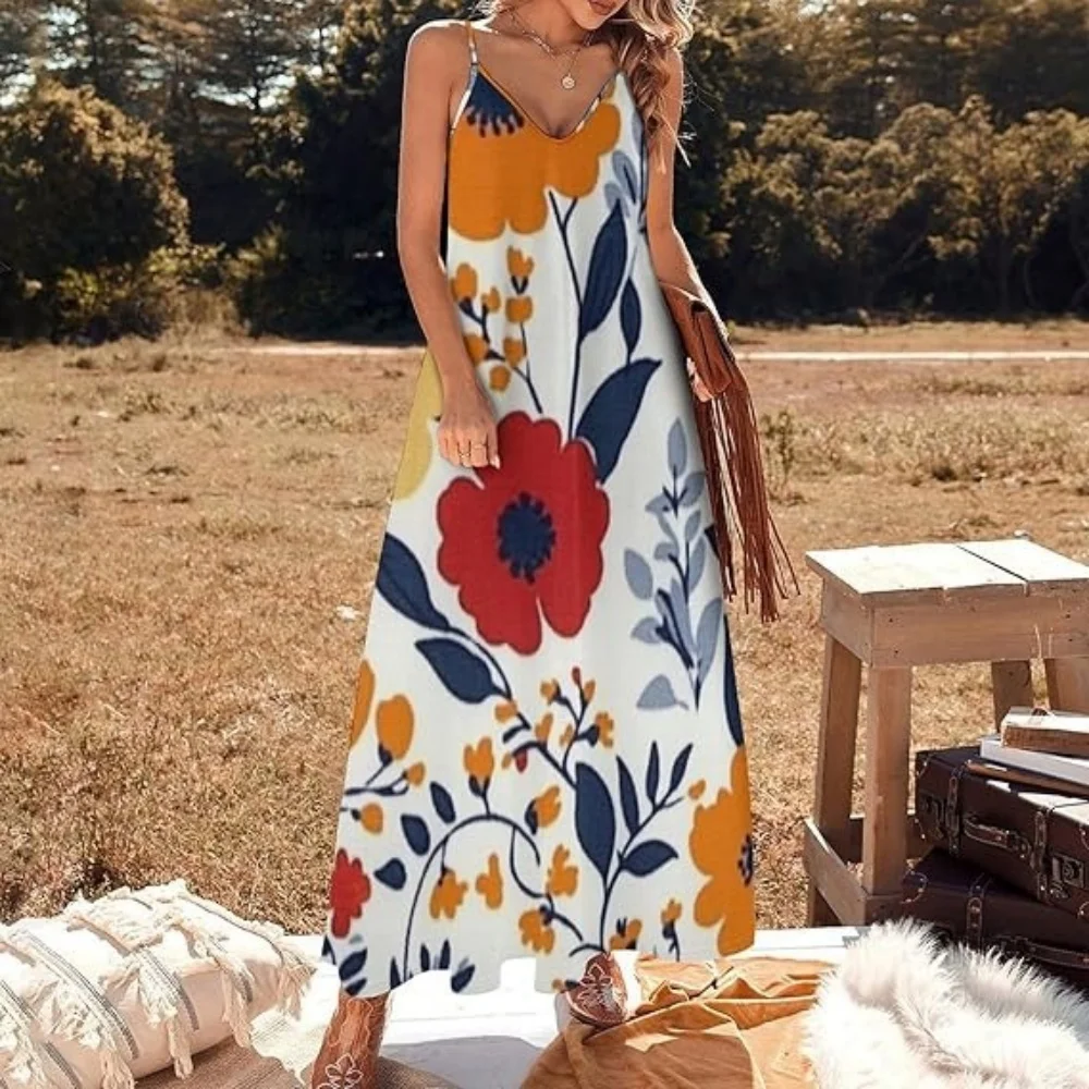 Женские макси-платья большого размера с цветочным принтом - Фотография_4