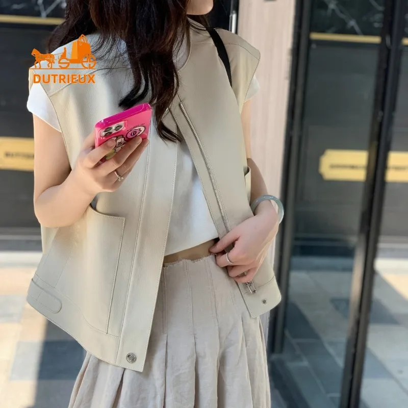 Высококачественный белый жилет из шкуры ягненка - Фотография_3