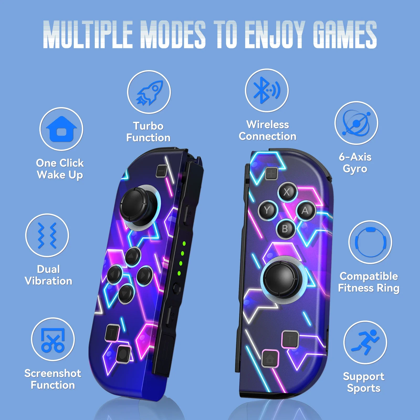 Геймпад для nintendo switch/oled/lite-джойстика rgb led (l/r) - Фотография_2