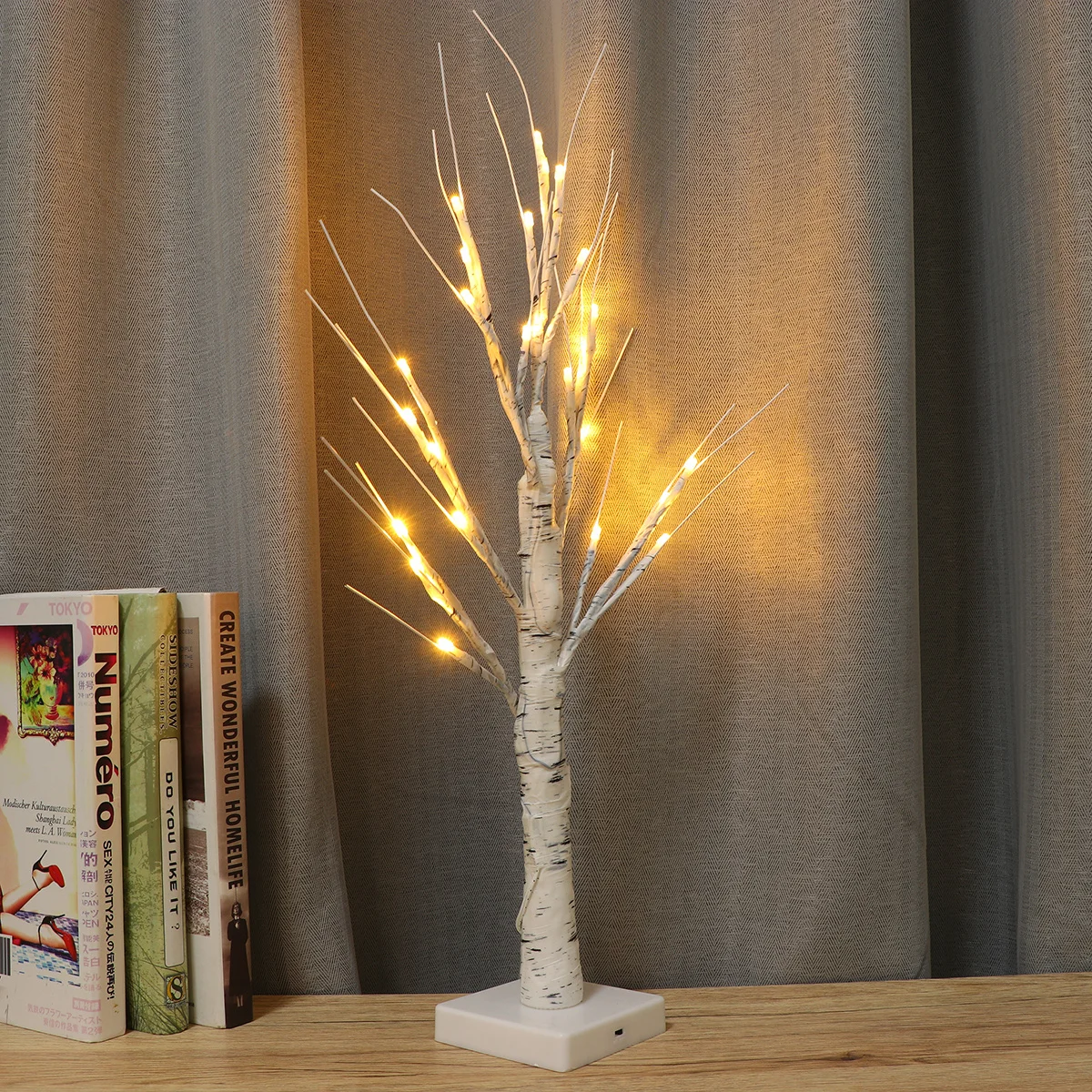 24 светодиода, белая березовая декоративная лампа на дереве - Фотография_4