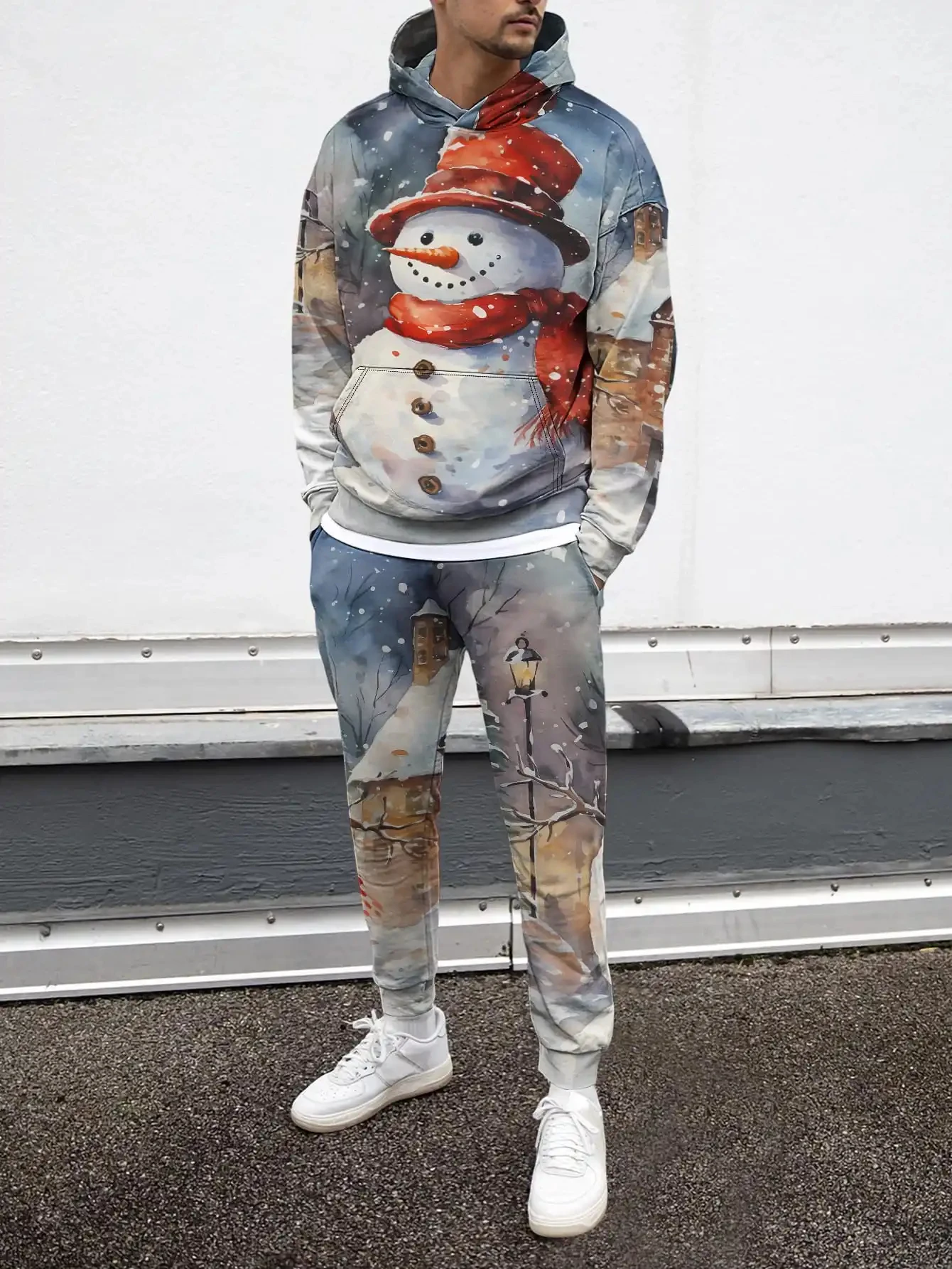 Мужские толстовки с 3d принтом снеговика и графикой - Фотография_2