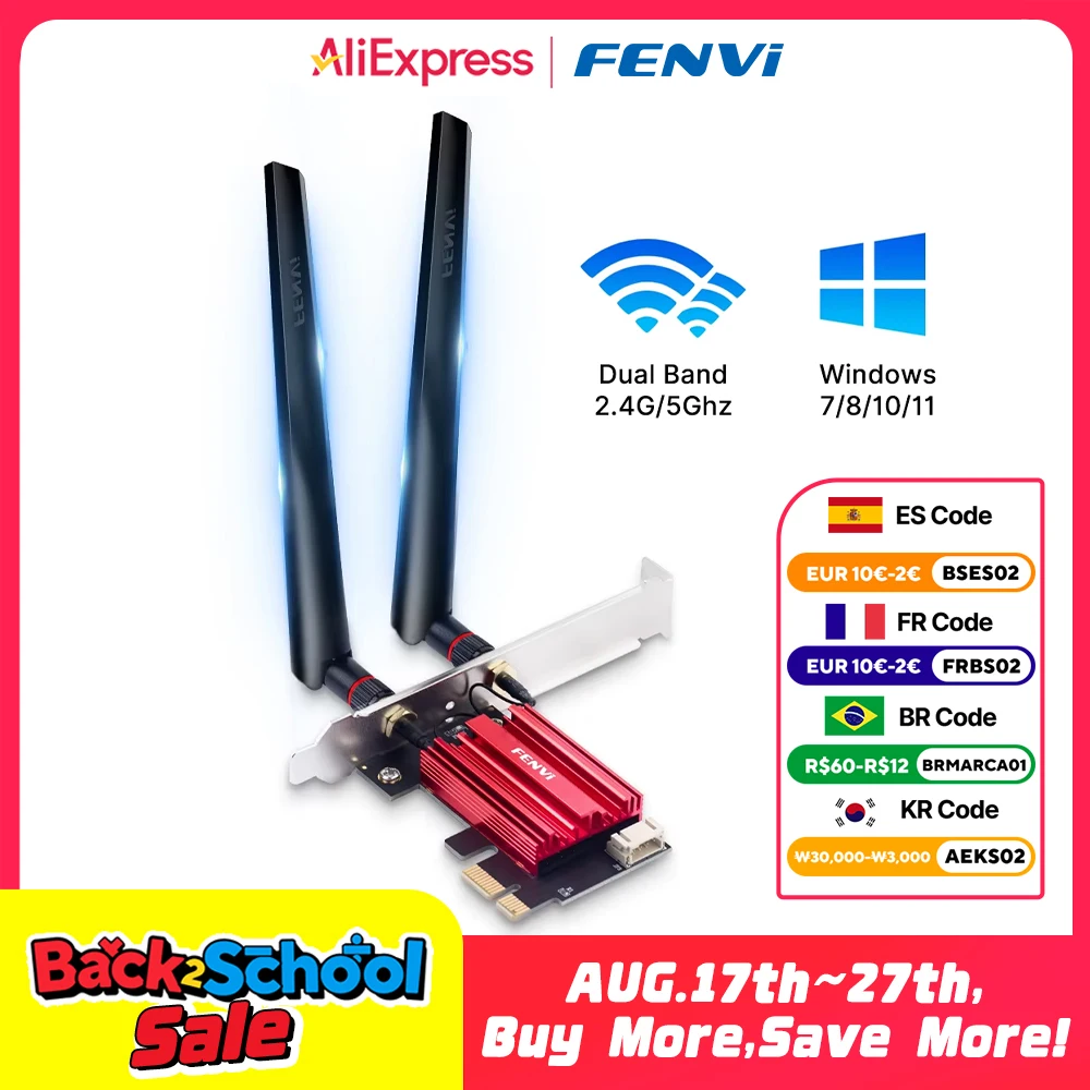 Wi-fi pci-e адаптер fenvi 1200 мбит/с