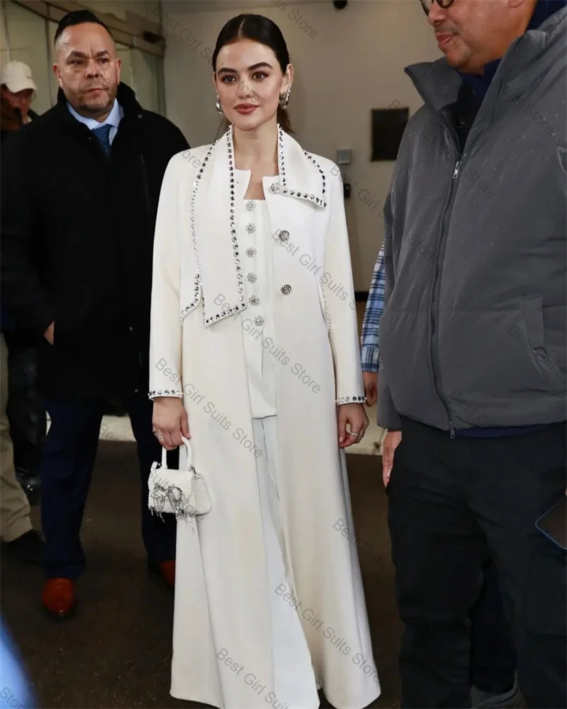 Белый шерстяной кашемировый женский костюм - Фотография_4