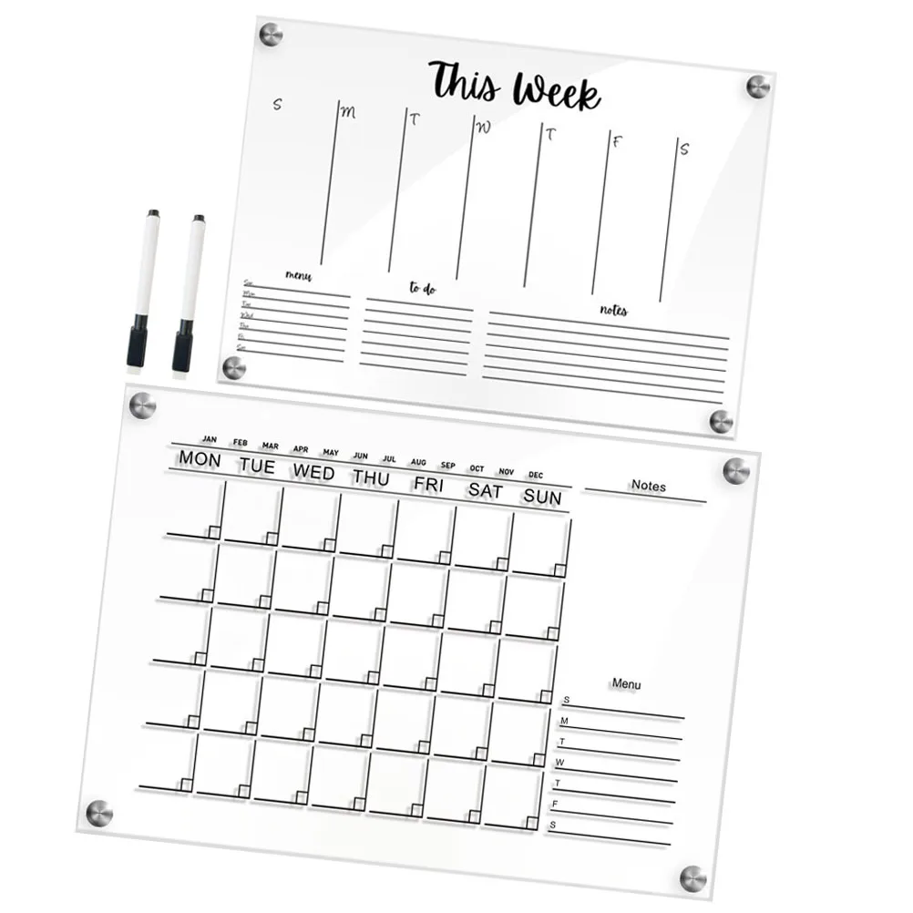 2 комплекта, прозрачная акриловая еженедельная доска для сухих протираний - Фотография_5