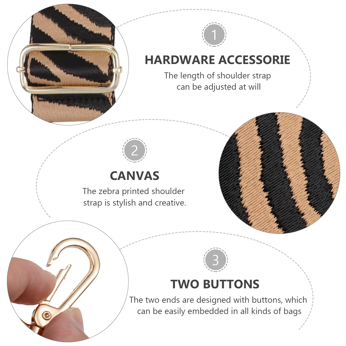 Прочный плечевой ремень с принтом зебры - Фотография_4