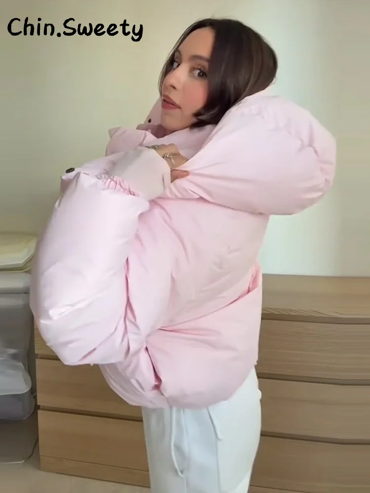 Теплые женские хлопковые стеганые пальто с капюшоном - Фотография_3