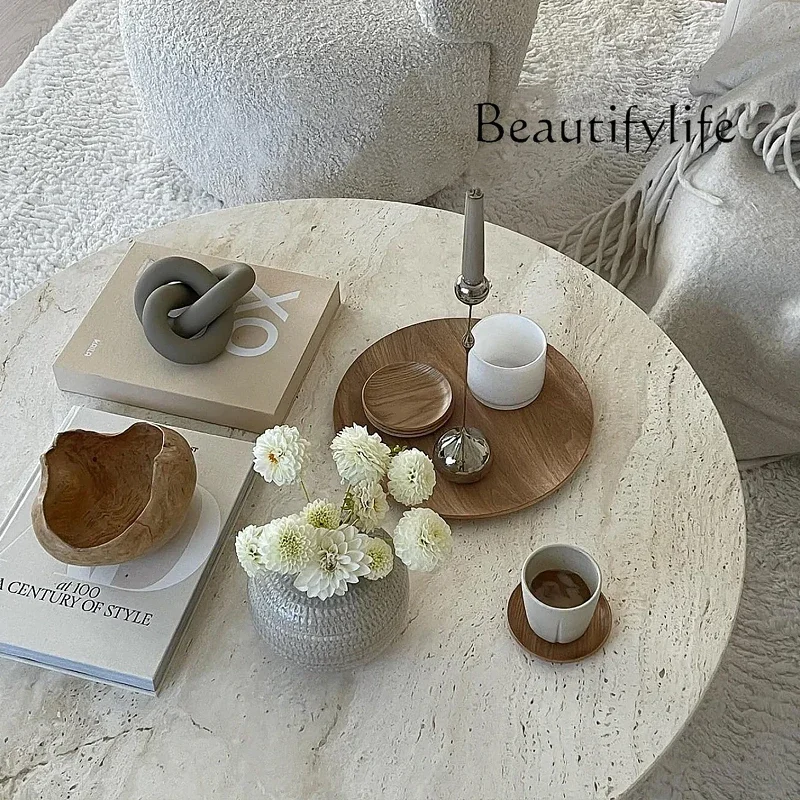 Журнальный столик u-кремового травертина - Фотография_3