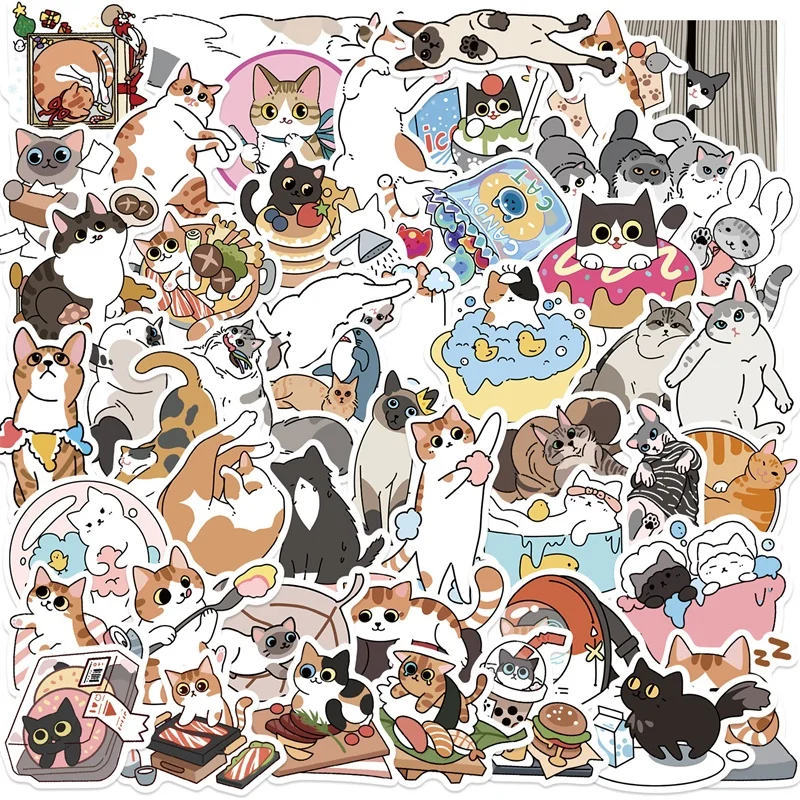 Kawaii озорной кот пвх наклейка