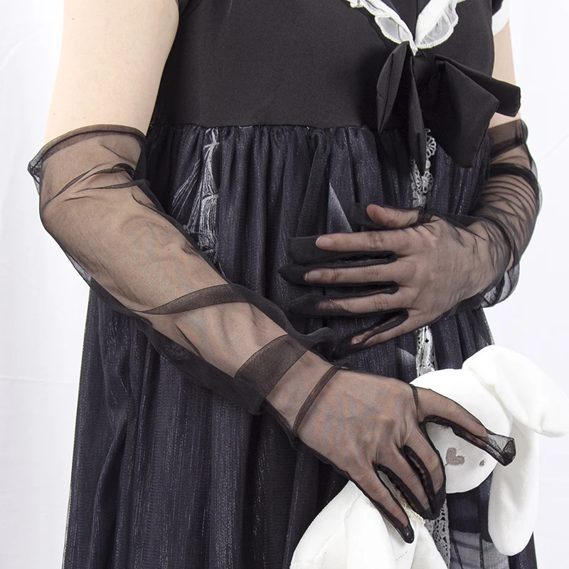 Длинные прозрачные тюлевые перчатки - Фотография_3