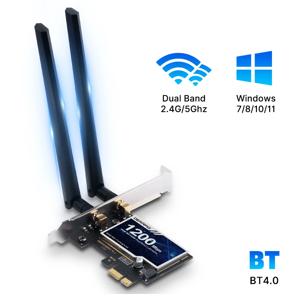 Беспроводной адаптер wifi 5 ac1200 pci-e сетевой адаптер bt 4