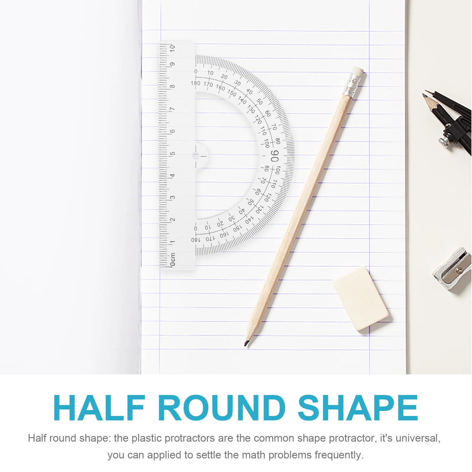 Пластиковый транспортир полукруглый - Фотография_4