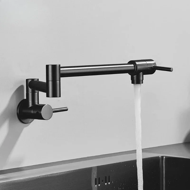 Хромированный черный настенный смеситель - Фотография_2