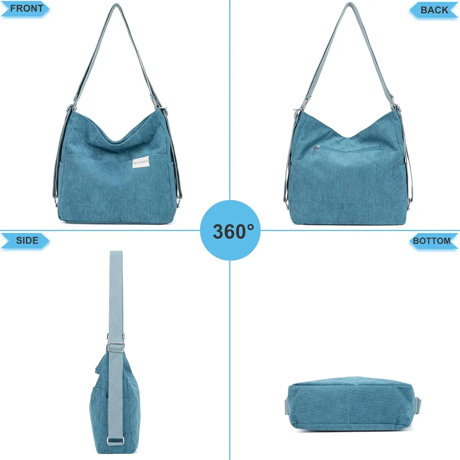 Вельветовый рюкзак-тоут сумка через плечо для женщин - Фотография_4