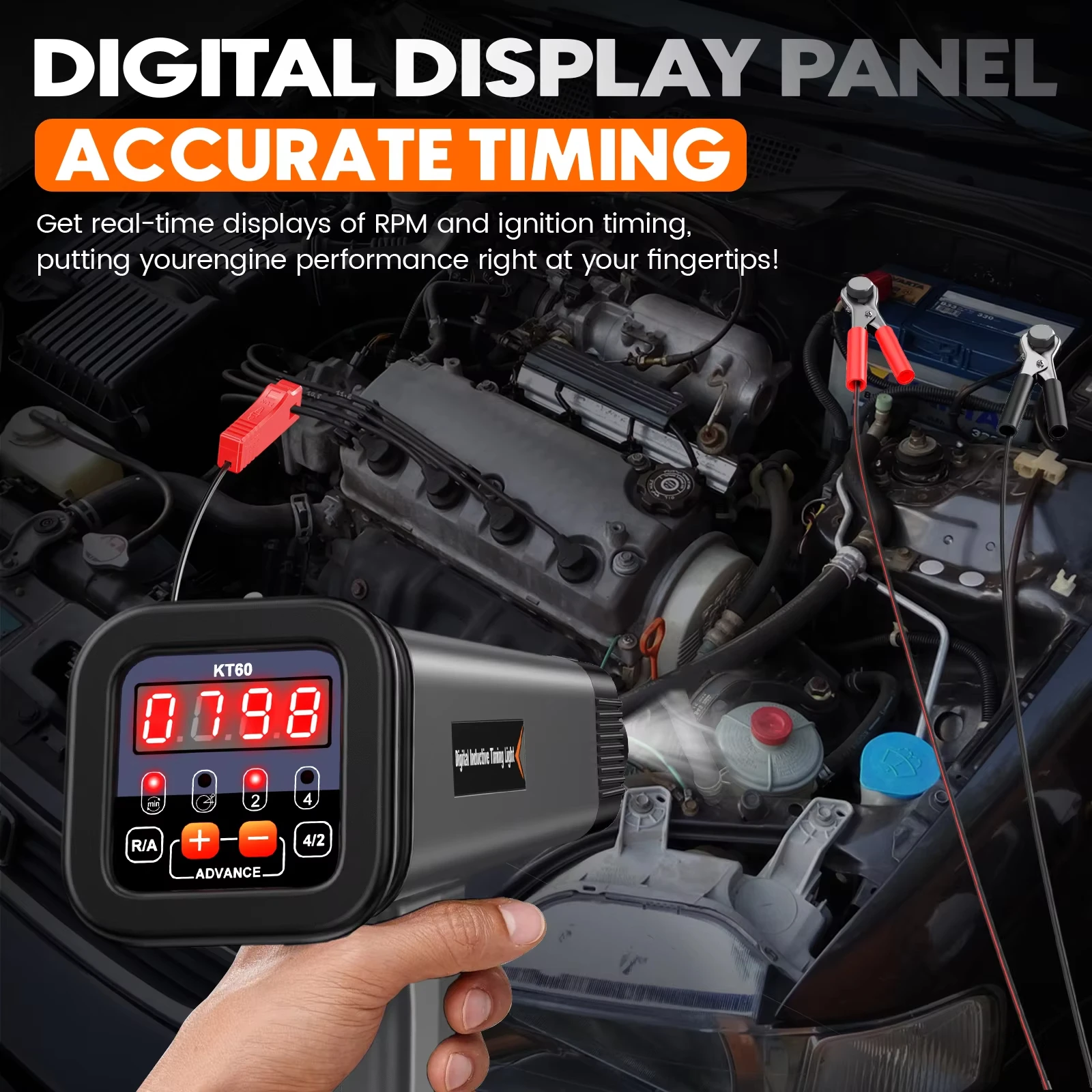 Kzyee kt60 автомобильный цифровой светильник синхронизации двигателя - Фотография_3