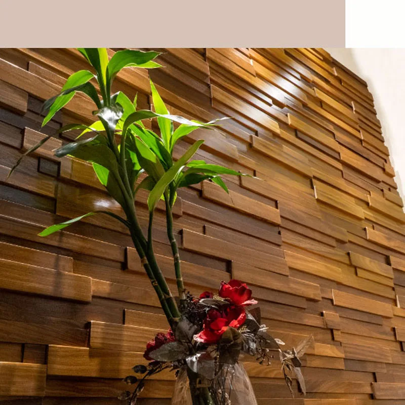 Мозаичная плитка из натурального тикового дерева 90x30 см - Фотография_4