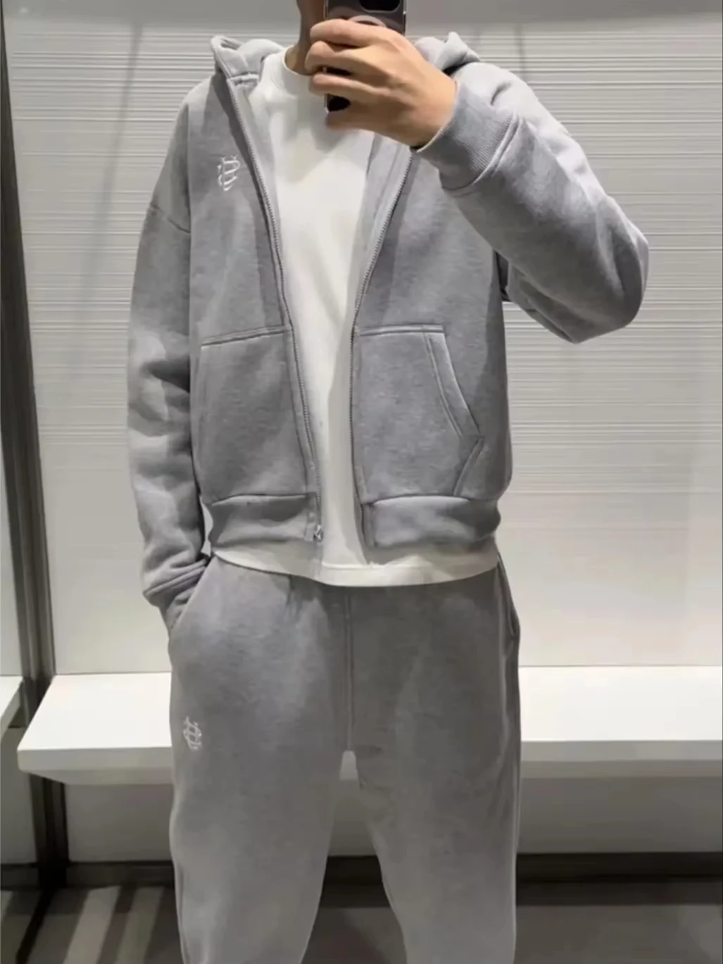 Повседневный мужской костюм на молнии с вышивкой букв y2k - Фотография_5