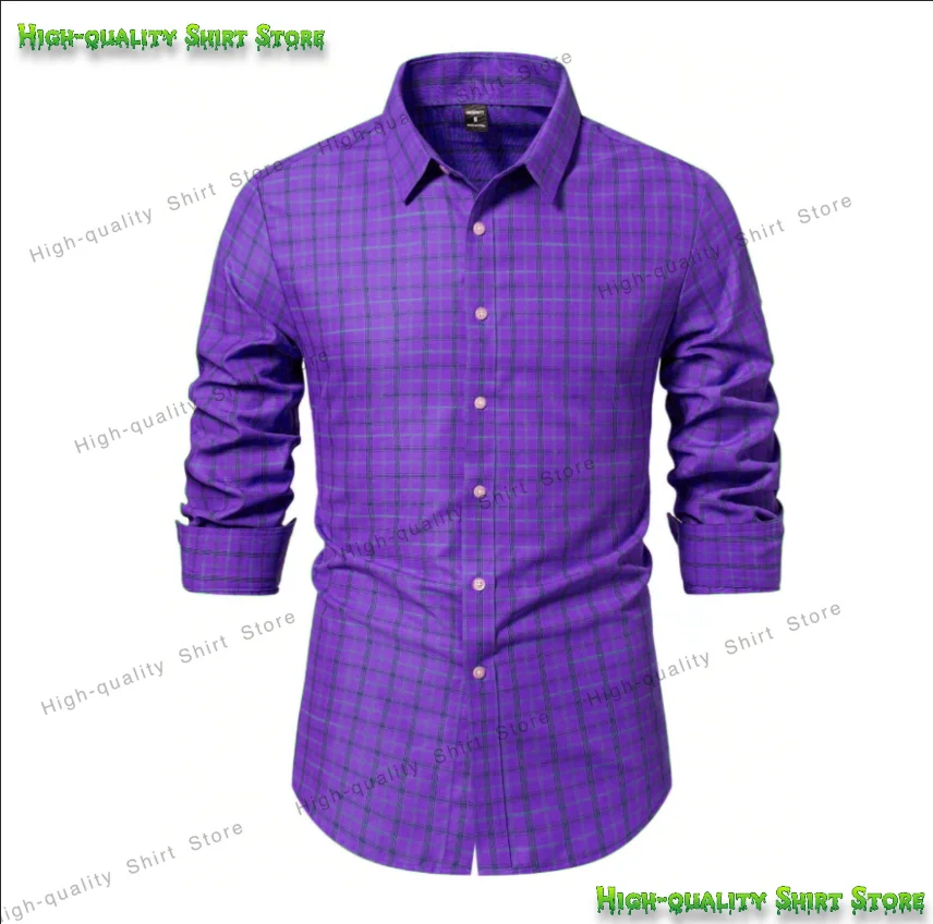 Мужская рубашка с длинными рукавами и 3d клетчатым принтом - Фотография_6