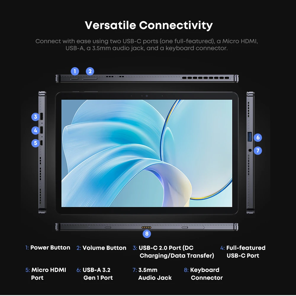 Chuwi hi10 x1 intel n150 2 в 1 планшет с ос windows ноутбук uhd графика 10 - Фотография_6