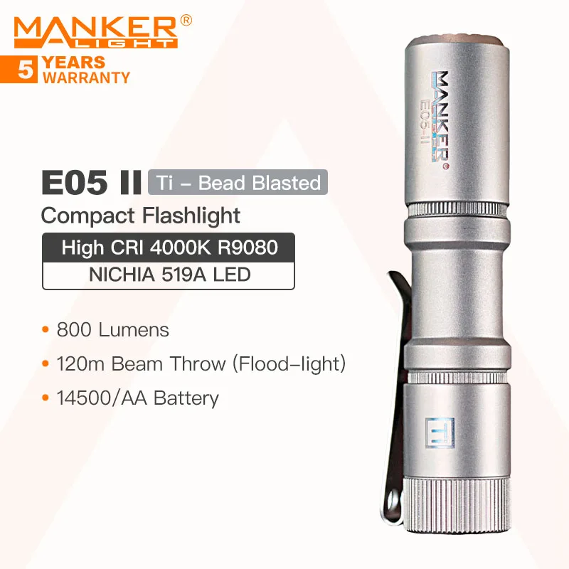 Manker e05 ii (ti-bead бластированный